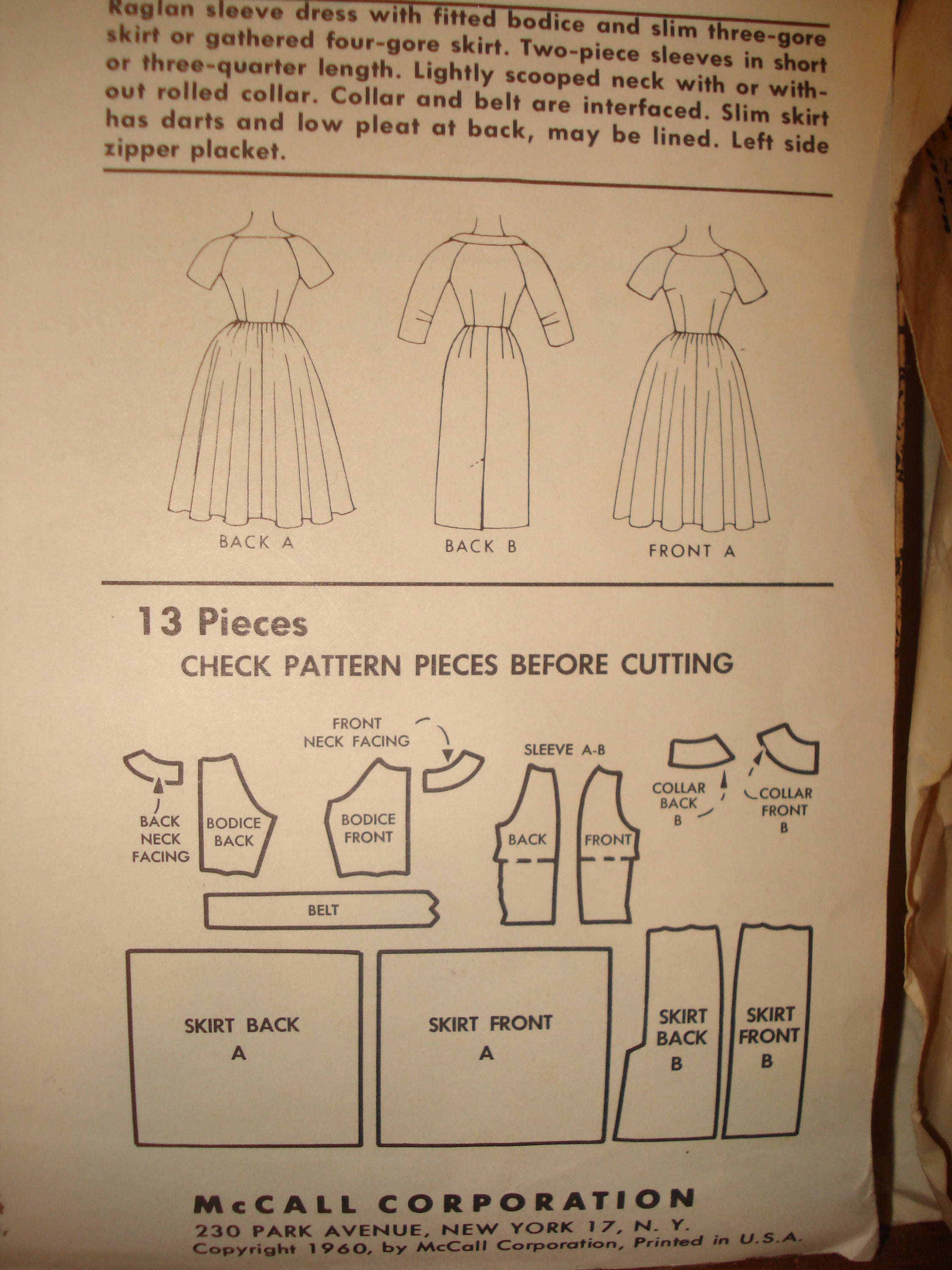 1960 Puffy Skirt Dress Or Slim Fitted Skirt Dress Sewing Pattern Jr Size 13 Mccalls 5604