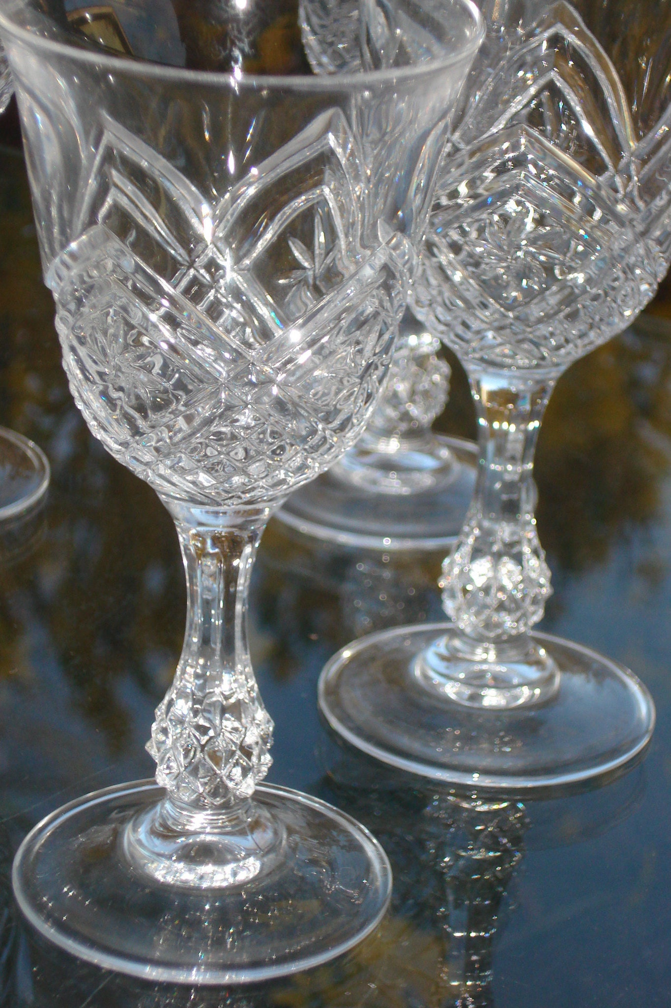 Vintage Set of Six Heavy Cut Crystal Wine Glasses, Crystal Wine Glasses,  Crystal Wine Goblets, Vintage Wine Goblets, Vintage Crystal Glasses 