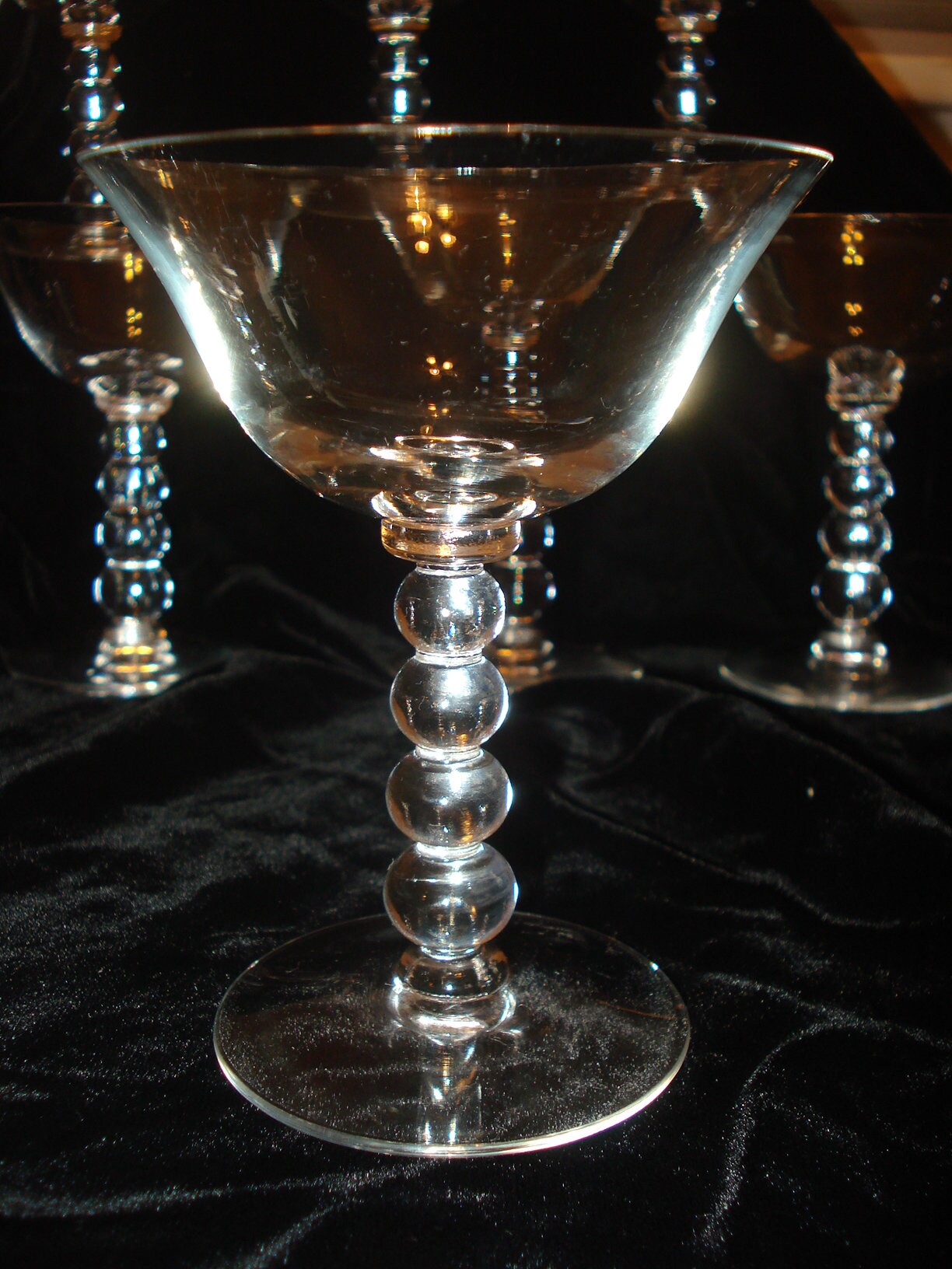 9 Vtg. Imperial Glass Candlewick Champagne, Liquor, or dessert Stem