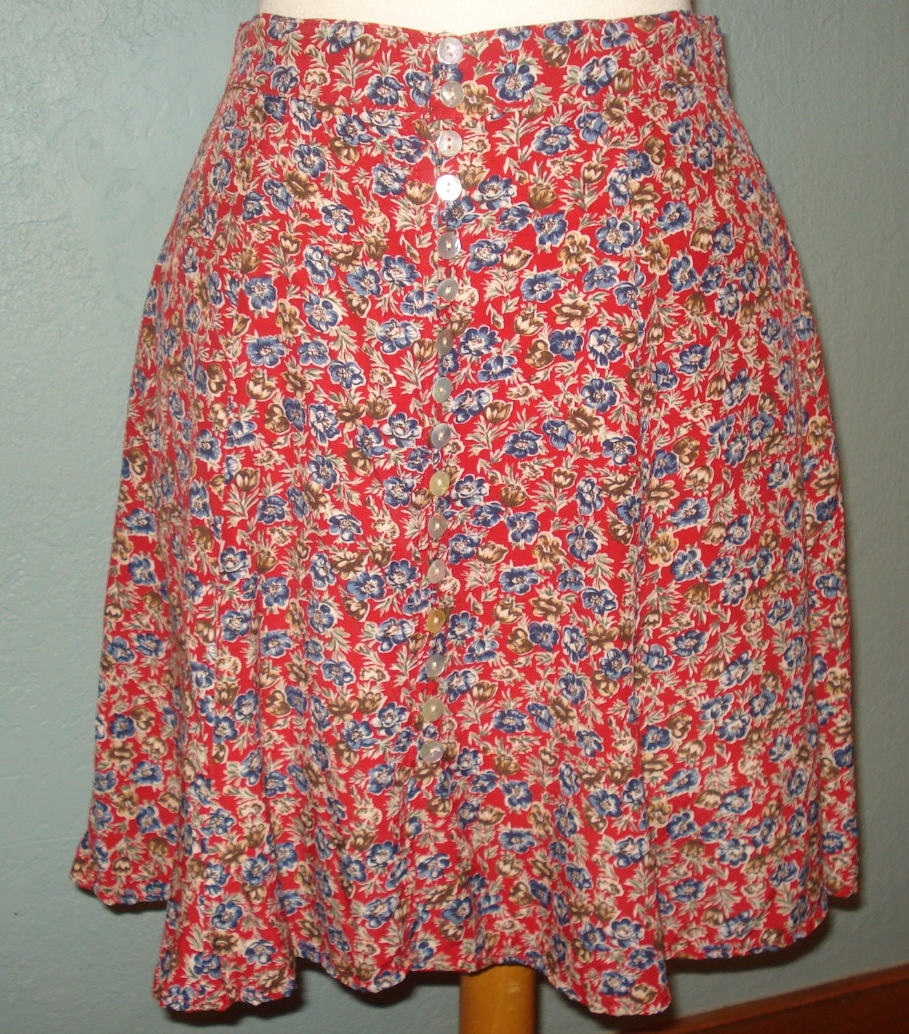 Vintage Calico Print Short Flared Skirt By Central Falls Size 10 Floral ...