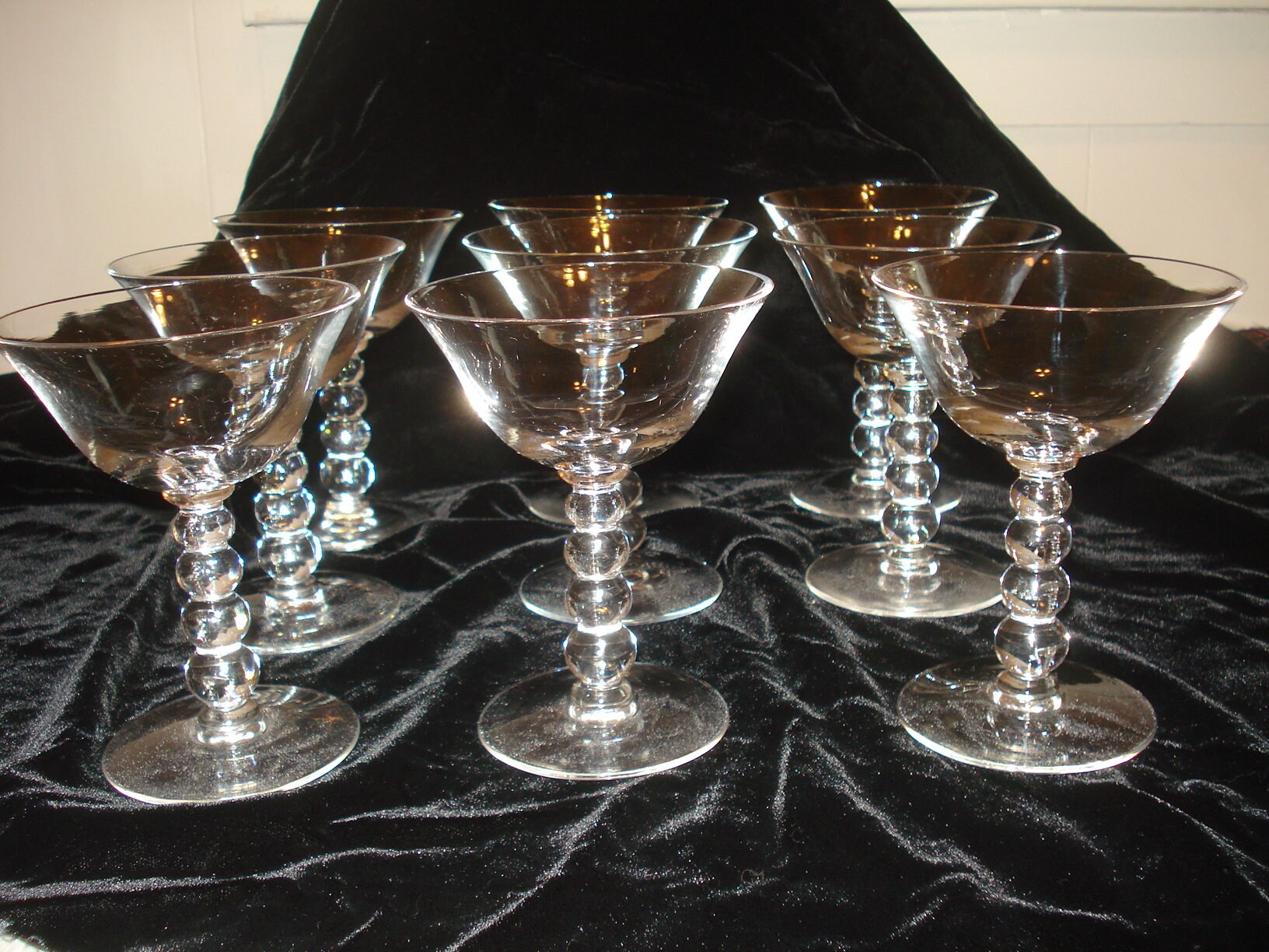 9 Vtg. Imperial Glass Candlewick Champagne, Liquor, or dessert Stem