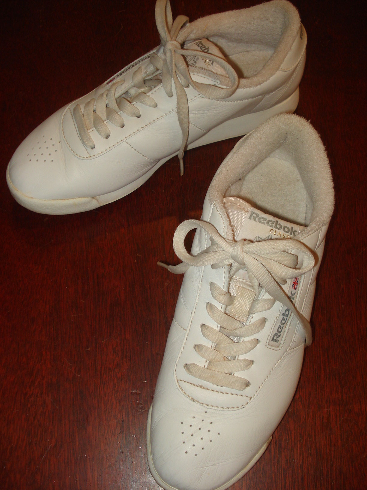 Reebok Classic Princess White Leather Aerobic Shoes Sneakers Size 8