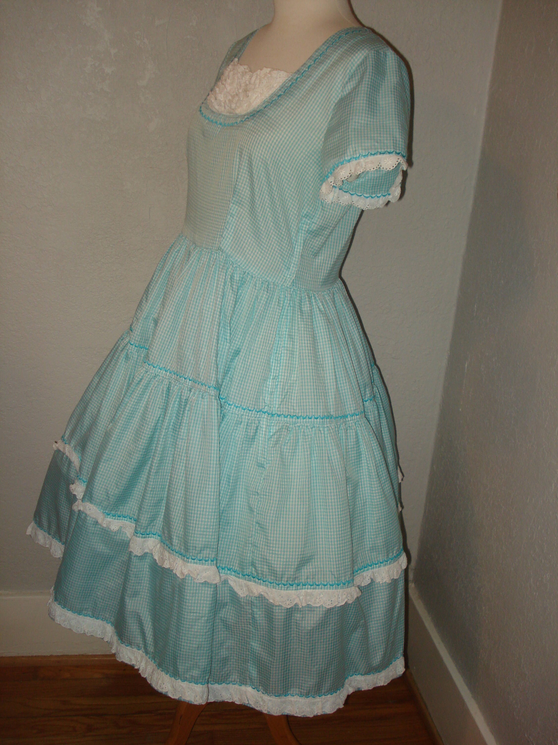 Vintage Gingham Square Dance Dress Petticoat Slip Size 12 Swing