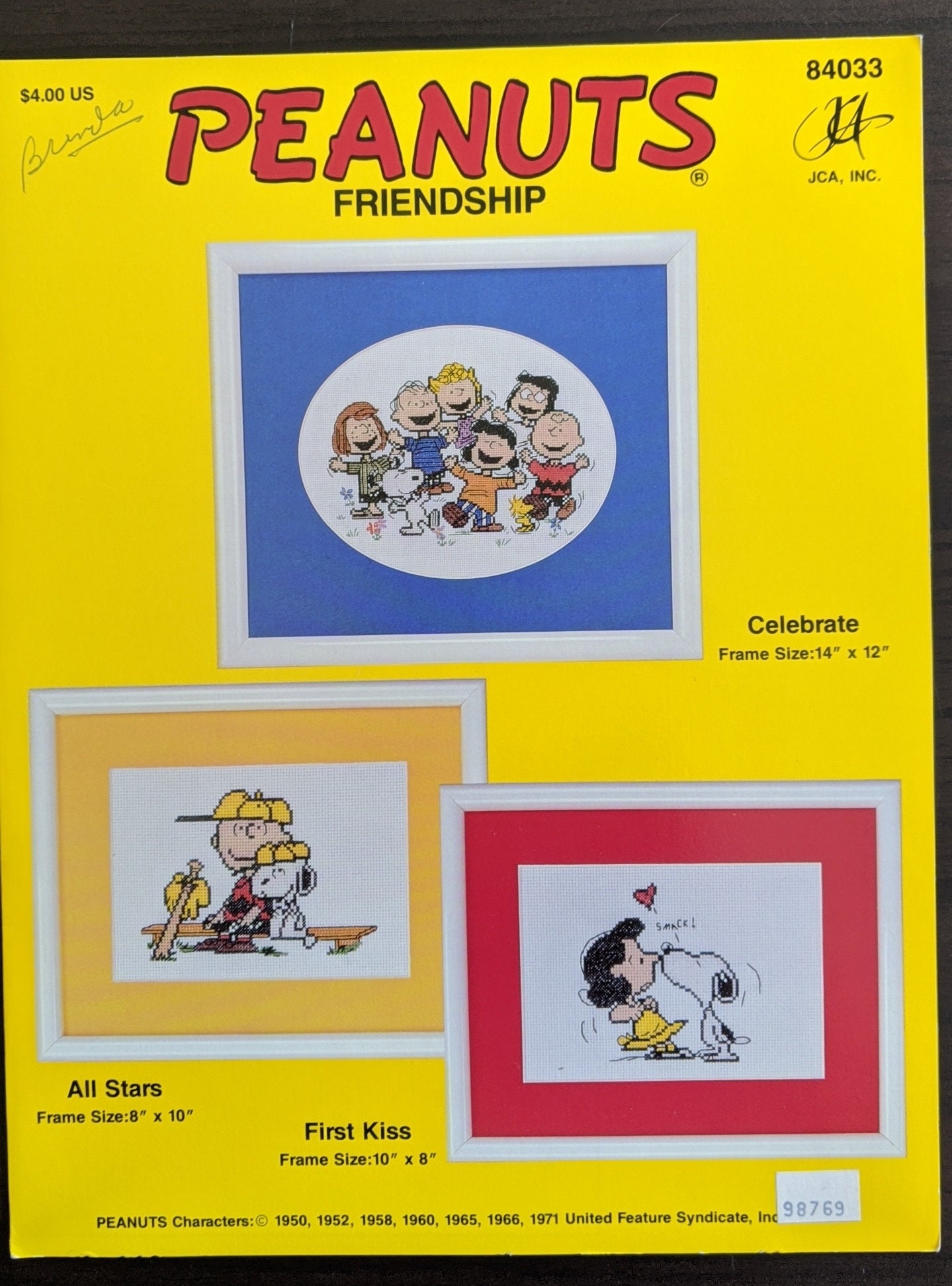 Peanuts counted cross stitch books from JCA. Featuring Lucy, Friendship, or  Snoopy Three different booklets, pick one or more.