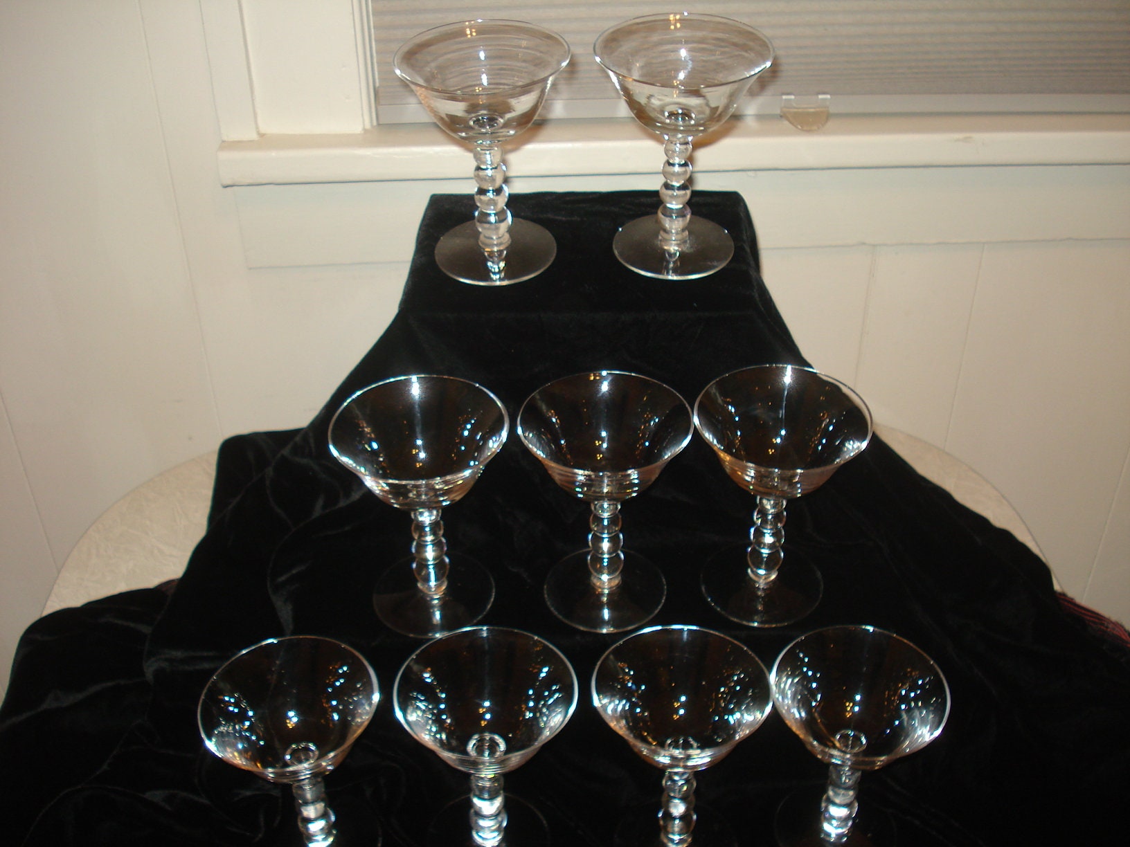 9 Vtg. Imperial Glass Candlewick Champagne, Liquor, or dessert Stem