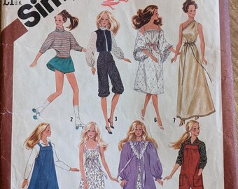 Vtg. Barbie-Puppen Kleidung Schnittmuster Chick #5637 Nähen Sie ein Abendkleid, Nachthemd, Kleid, Skater-Outfit, Overall, Pullover.