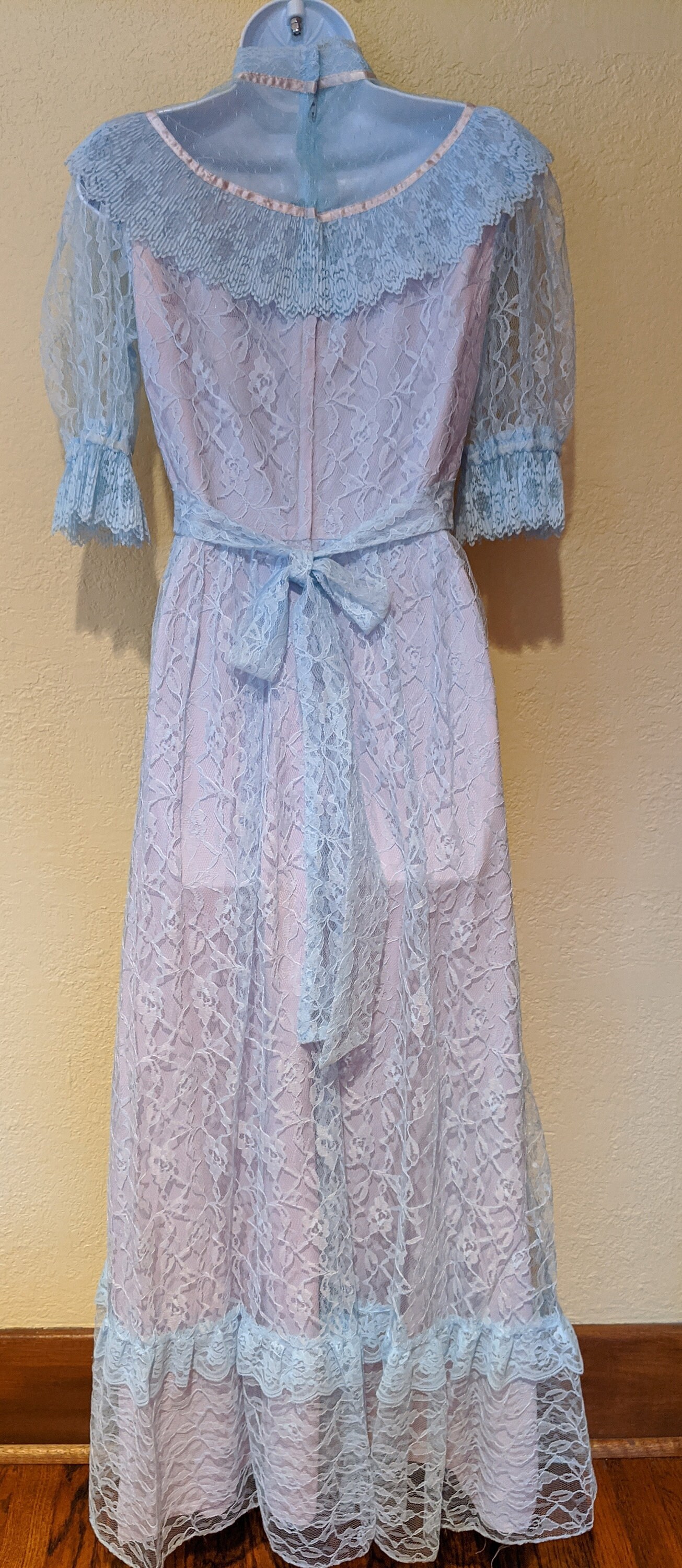 1980's JC Penney's Exquisitely detailed Bridesmaid Gown of Blue Lace