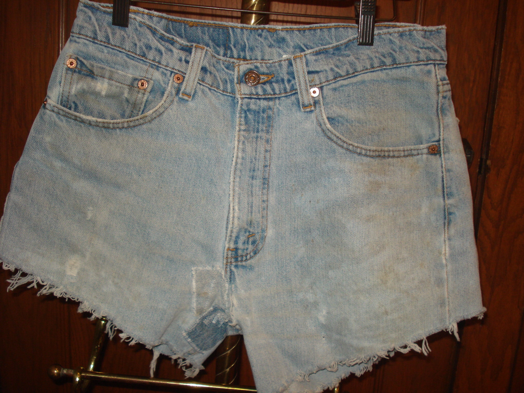 Vtg. Levis 505 Straight from Corn Country Cut Off Shorts Waist Size 33  Straight Leg Regular Fit Made in USA Distressed & Patched