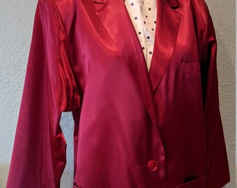 Kenzo Oversized Dark Red Acetate Blazer Size M Two Button Closure Made in Japan