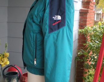 The North Face Extreme Gore Tex Ski Jacket Size 8 Made in USA Blue/Green Navy Accent Embroidered red extreme