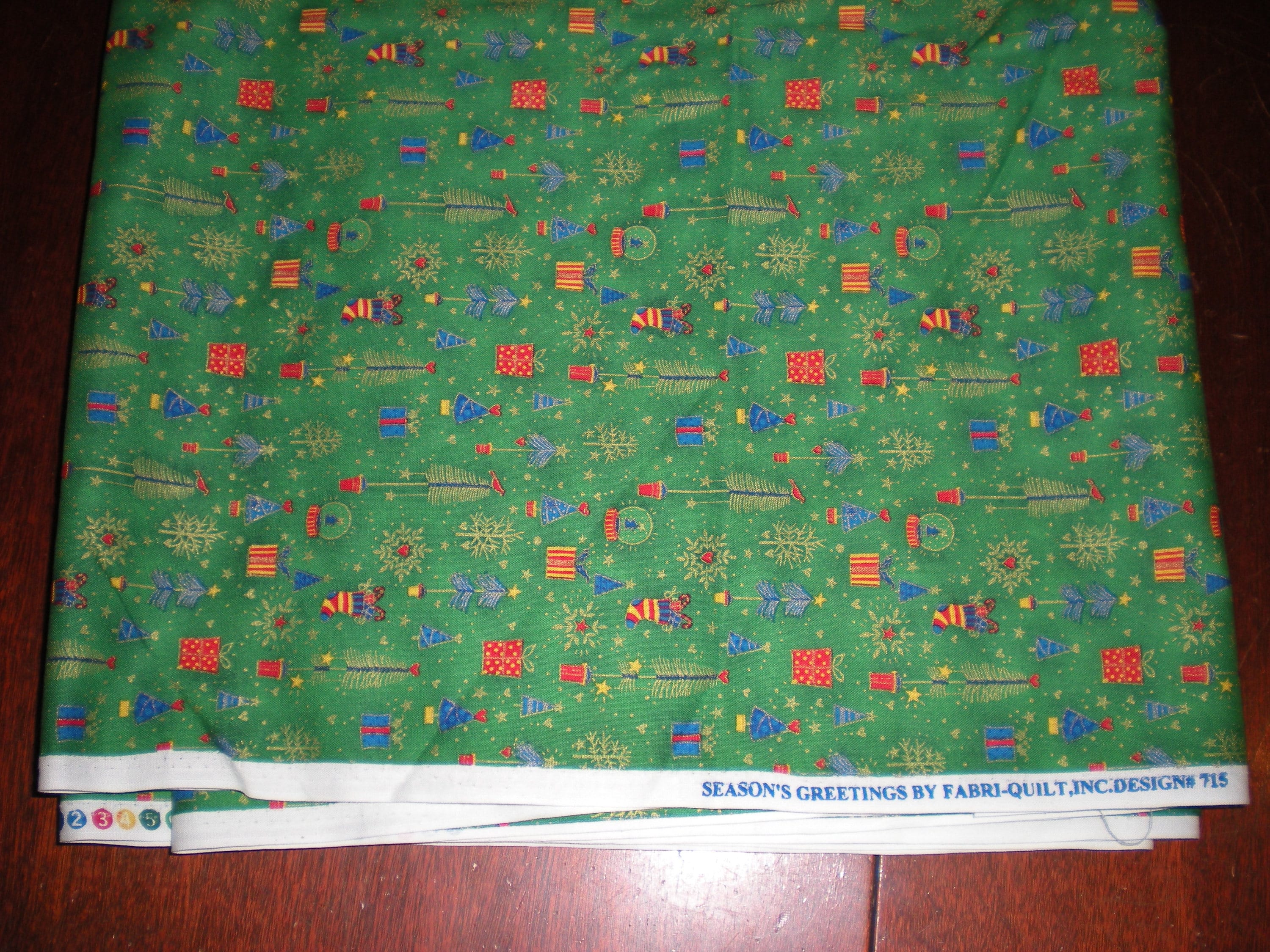 Christmas Quilt Fabric One Piece 5 yards 8 inches Cotton Seasons