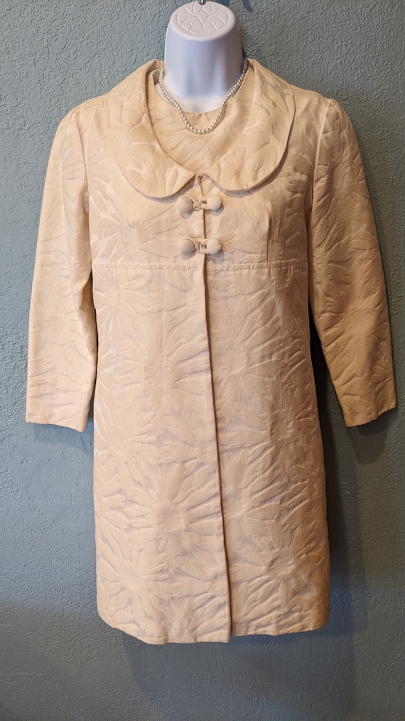 Vicky Vaughn Jr. Mod Sheath Dress & Coat Ivory Bro