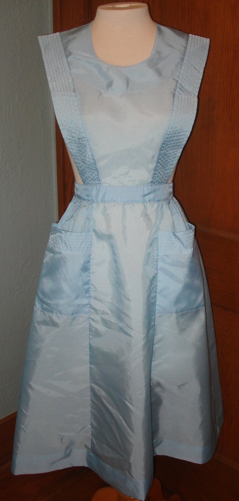 green nylon pinafore dress