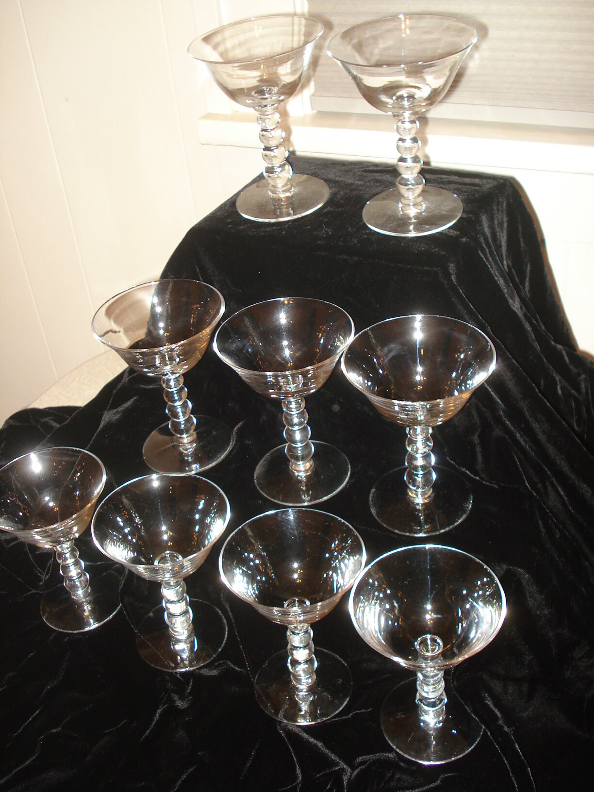 9 Vtg. Imperial Glass Candlewick Champagne, Liquor, or dessert Stem