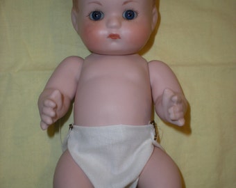 Ceramic Baby Doll Girl jointed hand painted hand made clothes by Edith Tice Oklahoma's Classic doll artist