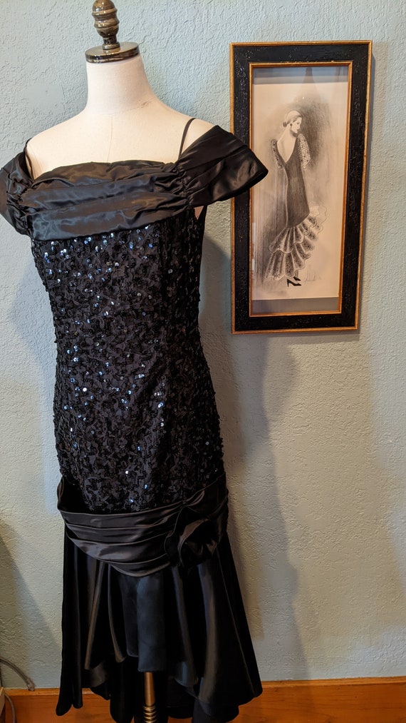 Gunne Sax by Jessica McClintock Black Lace & Sequ… - image 8