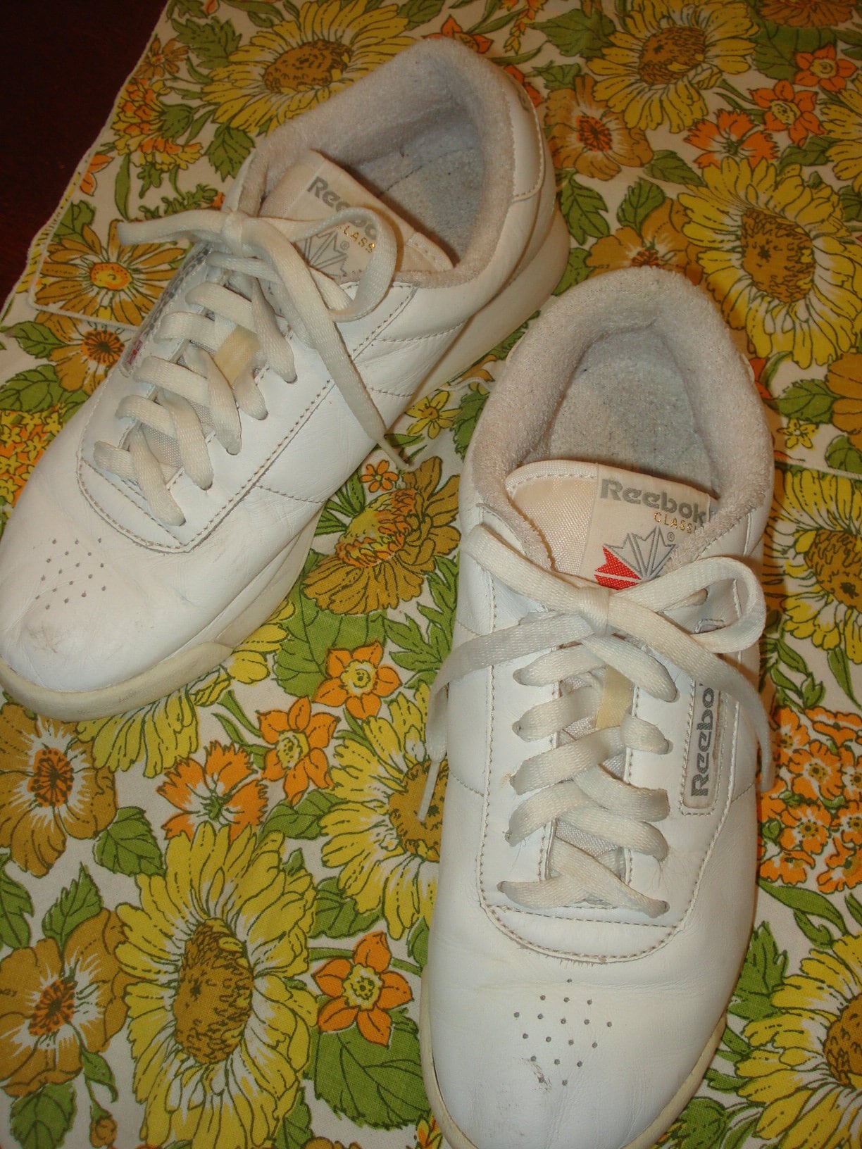 Reebok Classic Princess White Leather Aerobic Shoes Sneakers Size 8