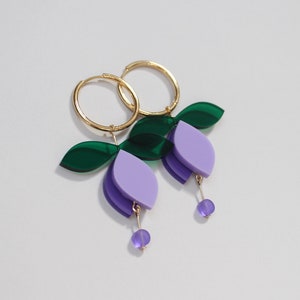 SALE! Fuchsia drop statement hoop earrings in purple