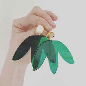 Green Matisse inspired statement earrings