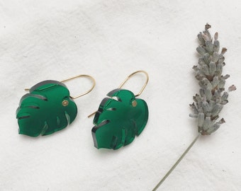 Mini Monstera drop earrings