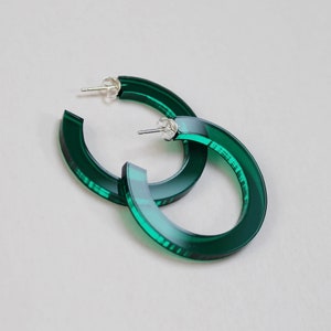 Pendientes de aro verdes - metacrilato cortado a láser, verde translúcido