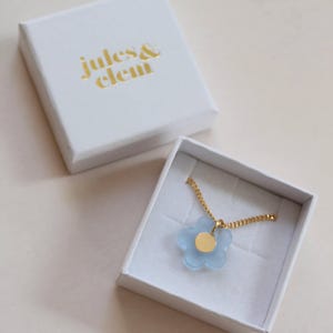 Light Blue and Gold Floral Necklace - Romantic Handmade Necklace - Whimsical Botanical Jewellery - Everyday Necklace