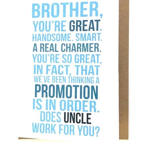 New Uncle Card First Time Uncle Baby Announcement Family Etsy