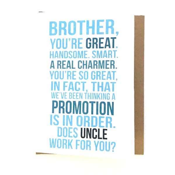 New Uncle Card - First Time Uncle - Baby Announcement - Family Baby Announcement - Pregnancy Reveal Card