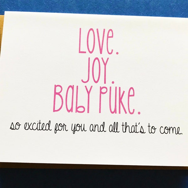 Love Joy Baby Puke - Funny New Baby Card - New Parent Card - Pregnancy Congratulations - Expecting Parents - Baby Puke