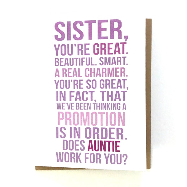 New Aunt Card / First Time Aunt / Baby Announcement / Family Baby Announcement / Pregnancy Reveal Card