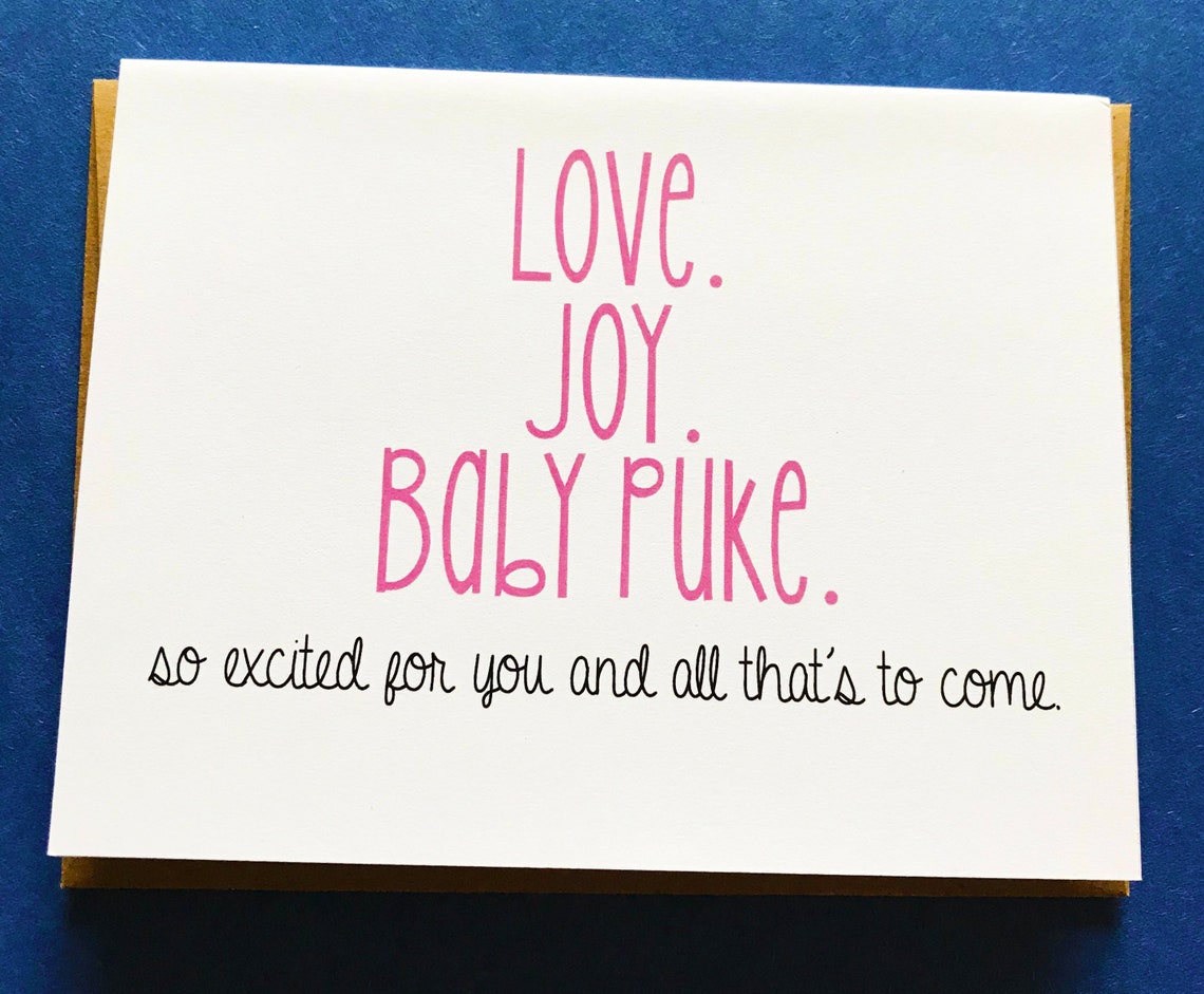 Love Joy Baby Puke Funny New Baby Card New Parent Card Etsy