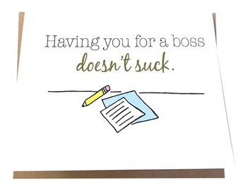 Boss Card - Supervisor Thank You Card - Funny Appreciation Card - Work Card - Boss Day