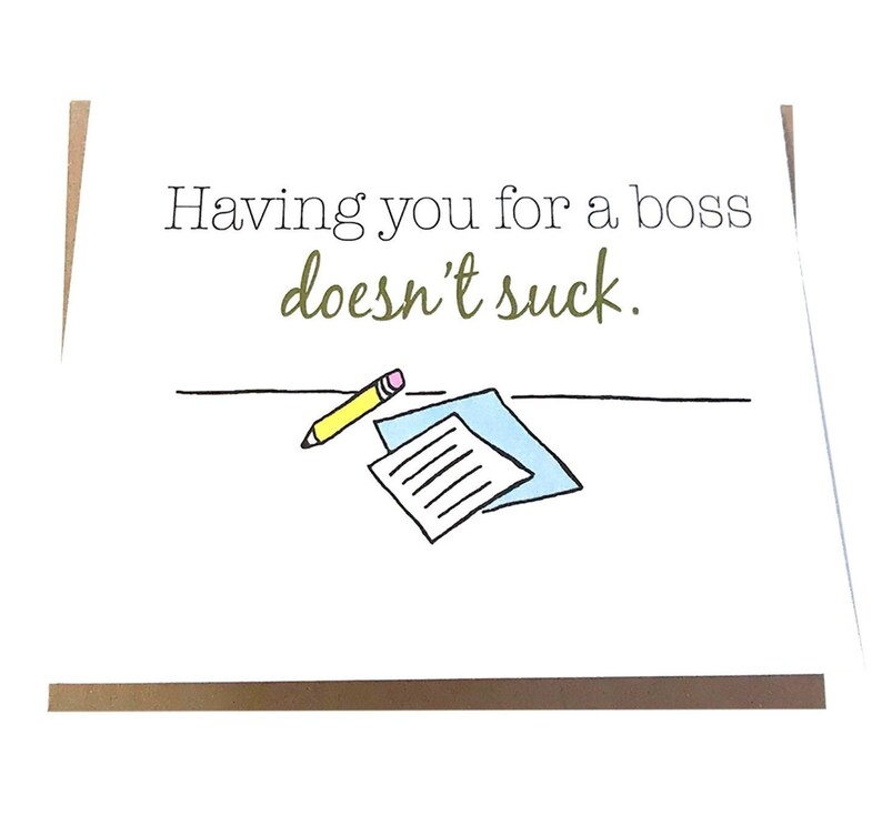 Boss Card Supervisor Thank You Card Funny Appreciation Etsy