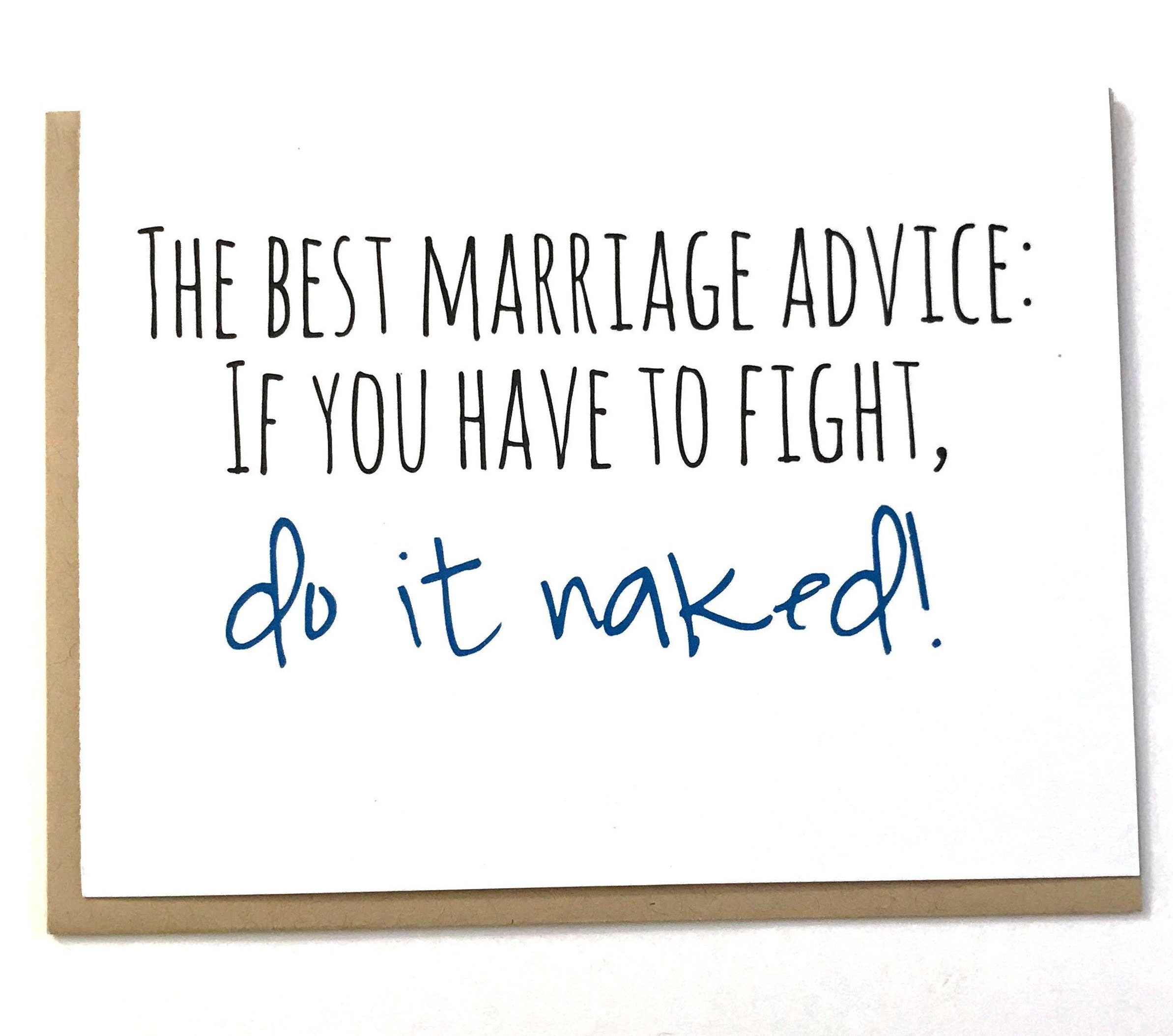 Best Marriage Advice Funny Fight Naked Wedding Card Marriage Advice Card Funny Card | Etsy Hong Kong