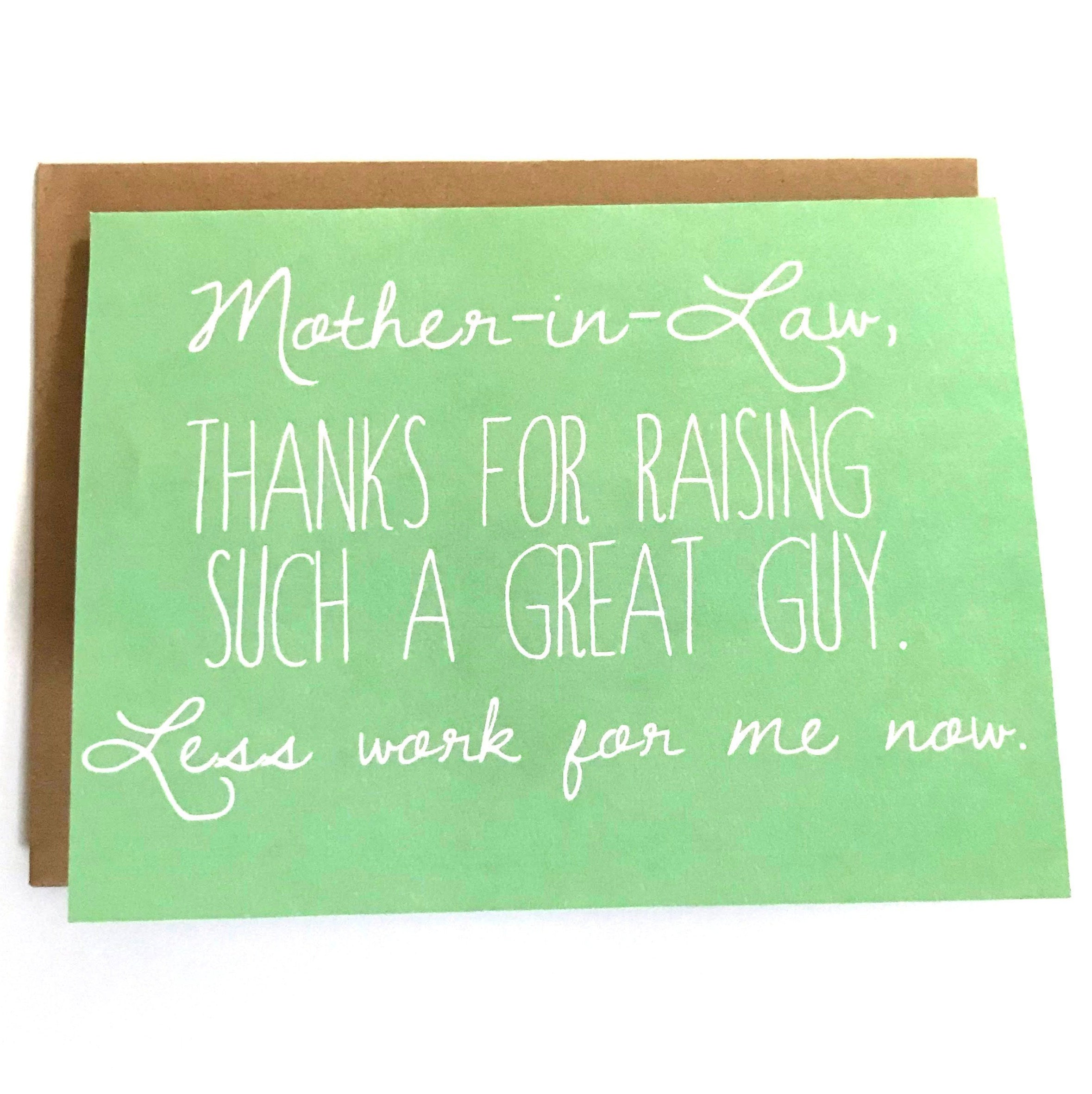  Spercy Funny Mother's Day Card for Mother-In-Law, Cheeky Mothers  Day Card, Mothers Day Gift for MIL, Hilarious Mother's Day Card From Son  Bought By Daughter In Law : Office Products