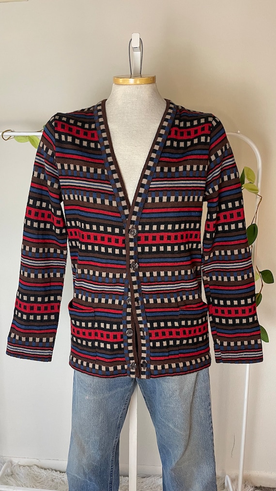 Vintage 1970s Missoni Knit Cardigan Sweater Button