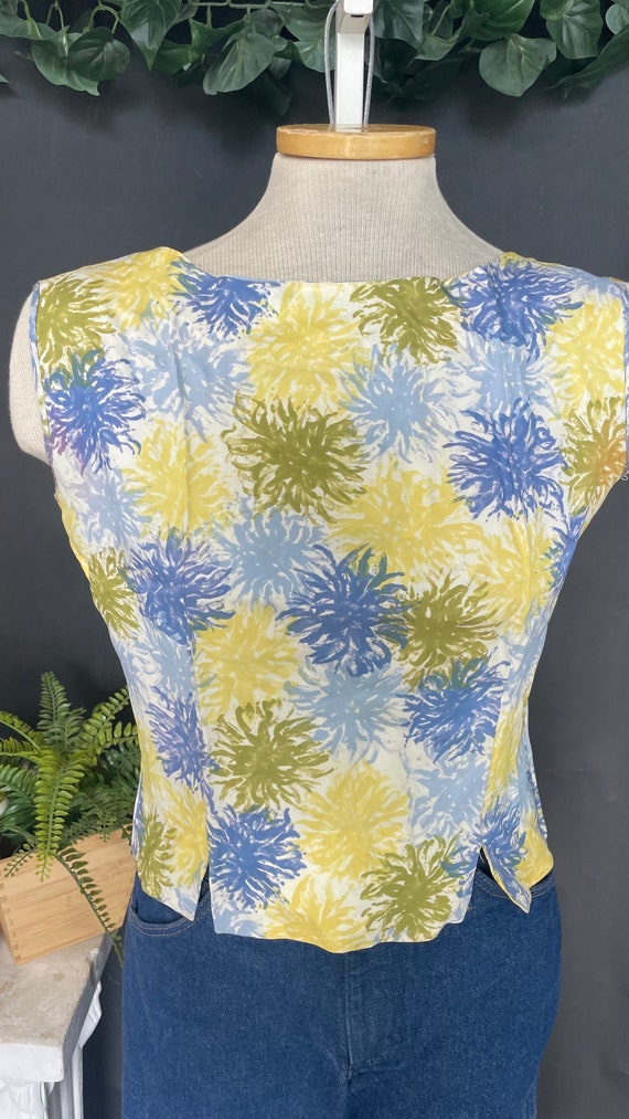 Vintage 1950s 50s 1960s Floral Flower Print Top S… - image 3