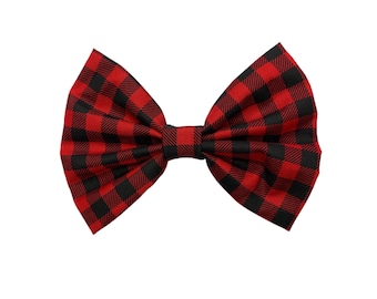 Red and black checkered bow