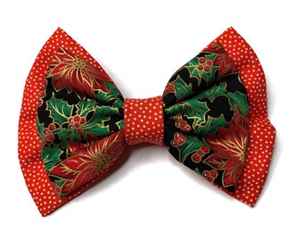 Christmas Holly double stacked bow.