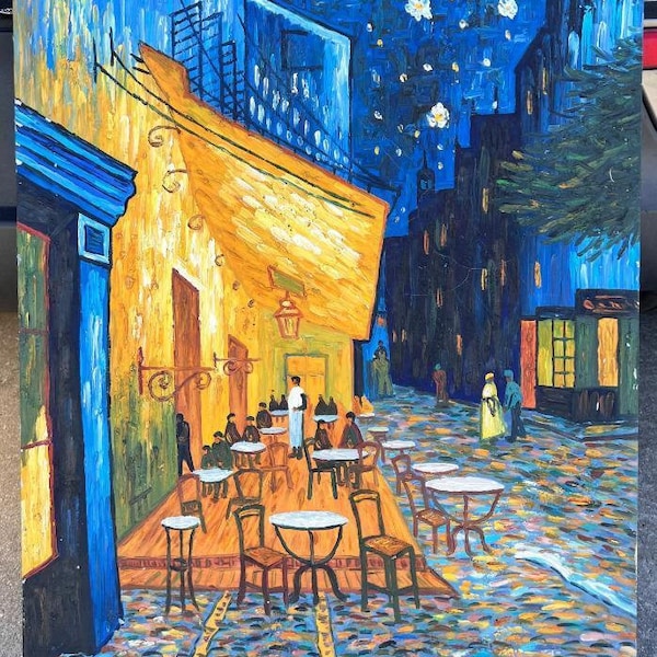 Oil Painting after Van Gogh's Cafe Terrace at Night Copy of Paris French Cafe