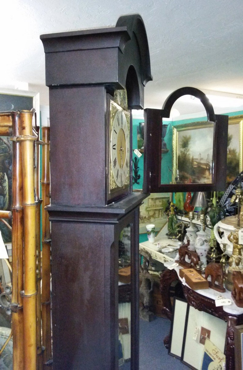 Antique Old Junghans Grandfather Clock Brass Face Tempus Fugit Etsy