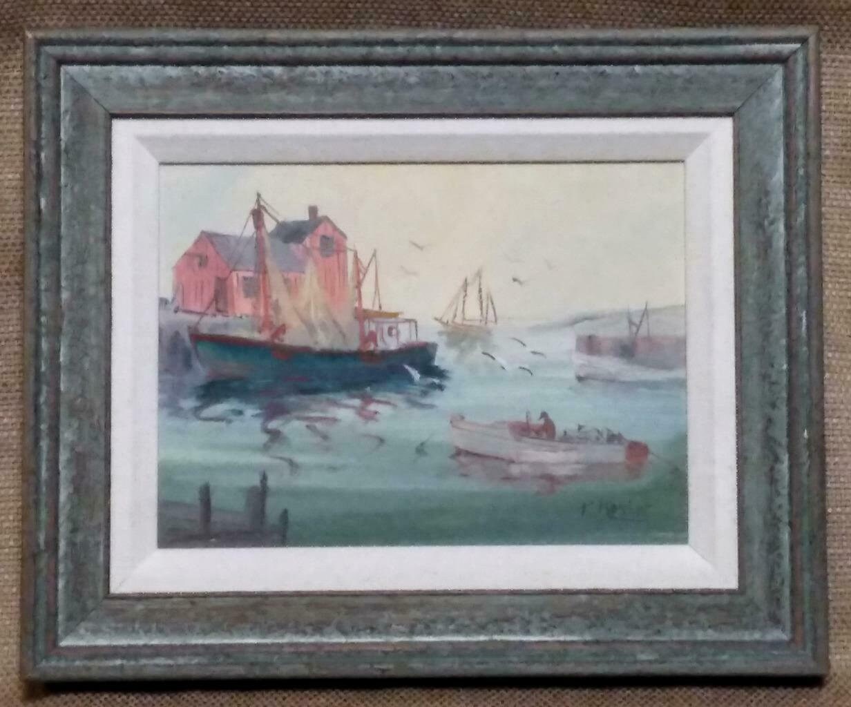 Vintage Peter Koster Nautical Coastal Landscape Harbor Scene Etsy