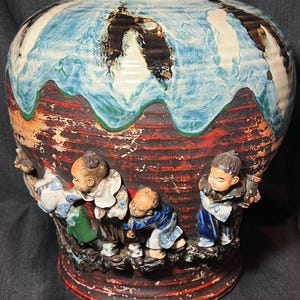 Antique Japanese Sumida Gawa Vase Ceramic Art Pottery Signed by Ishiguro Koko