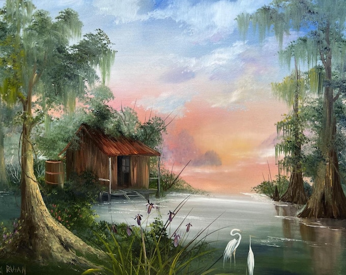 Swamp Bayou New Orleans LA Oil Painting Landscape Miriam Ragan Signed ...