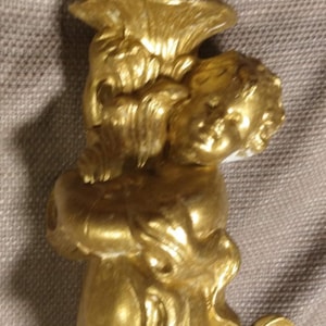 Vintage Metal Figural Cherub Putto Spelter Table Lamp Light Fixture Painted Gold
