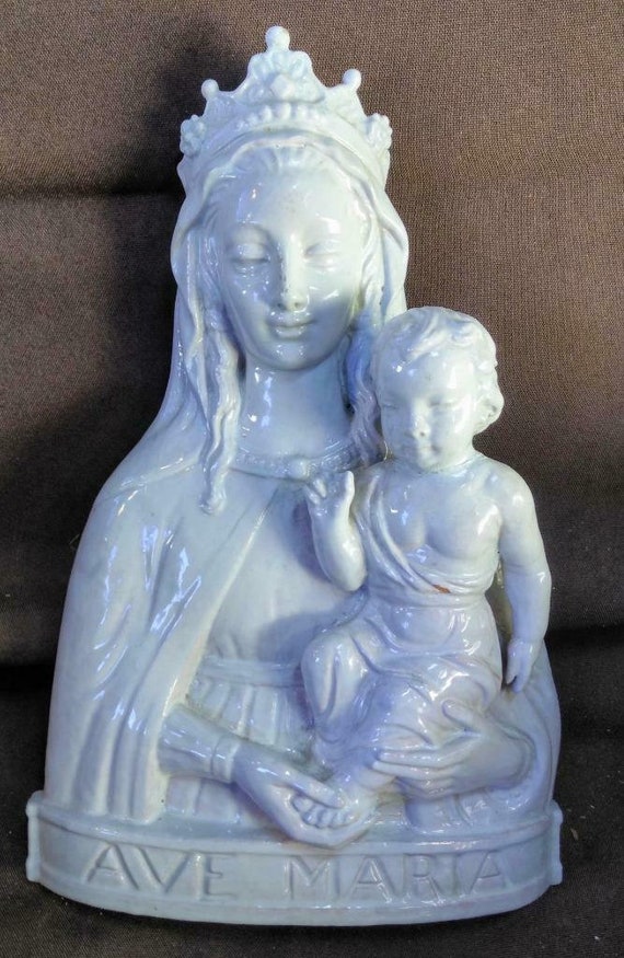 Ave Maria Madonna Terracotta Wall Plaque Religious