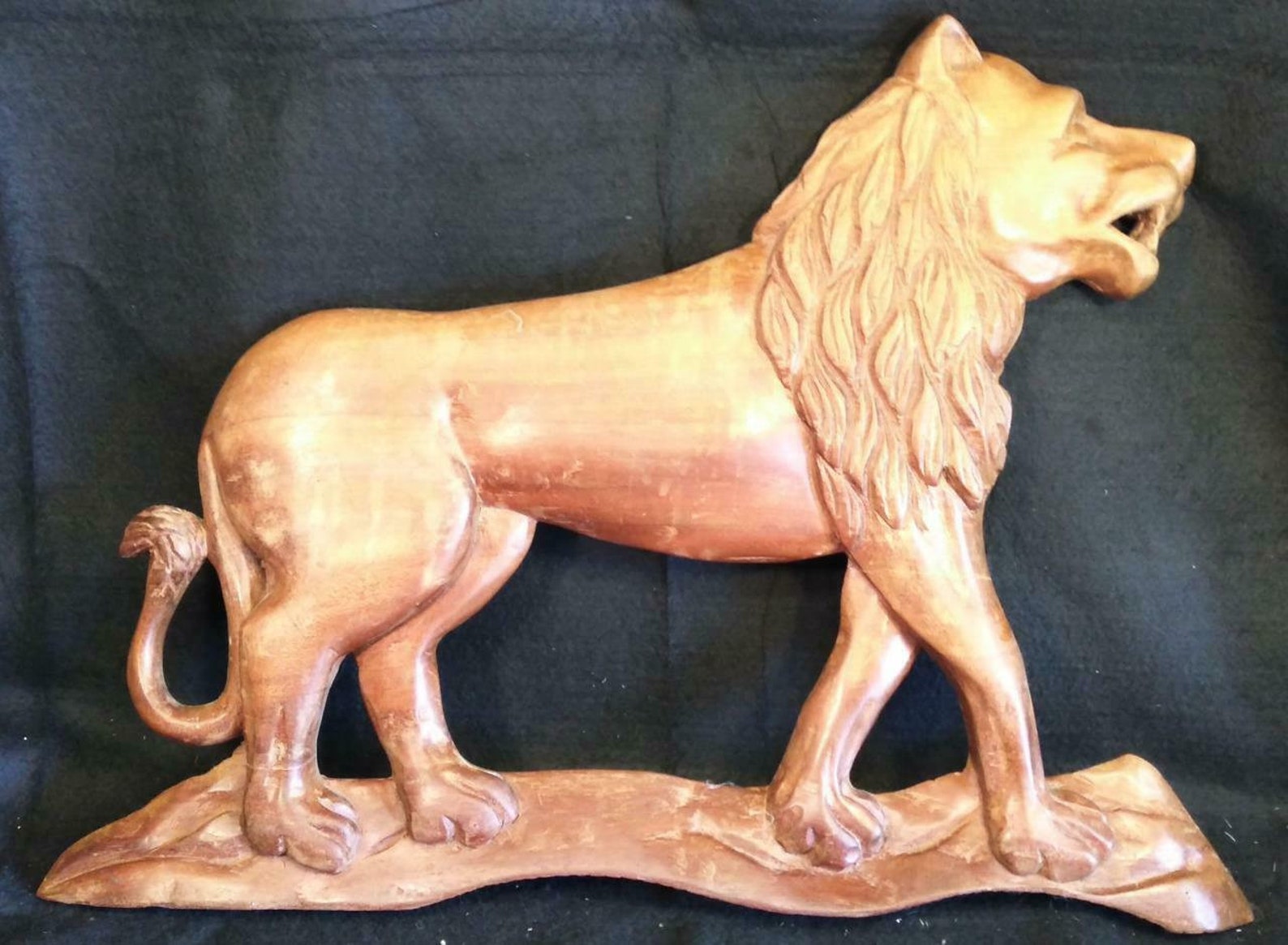 Wood Carved Lion Animal Wooden Wall Plaque Art Sculpture Etsy