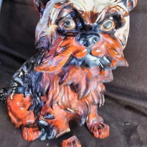 Vintage Italian Faience Art Pottery Italy Dog Meiselman Imports MCM Yorkie Doggy