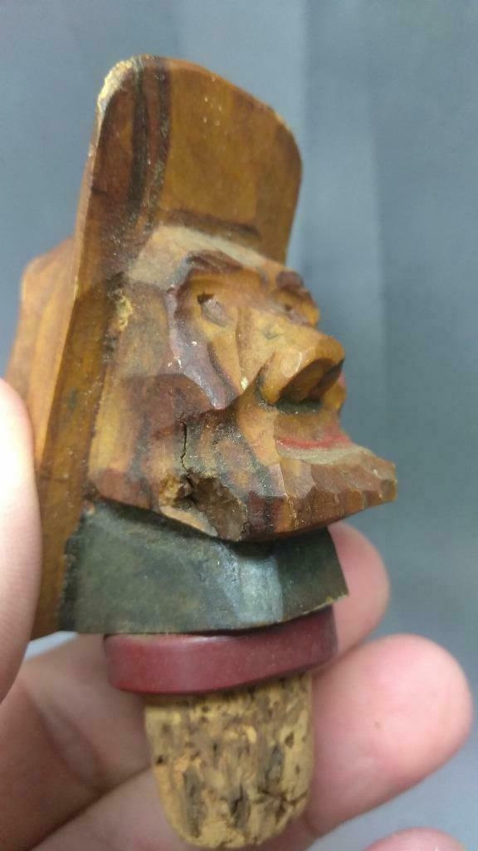 Old Vintage Wood Carving Wooden Carved Statue Man Bottle | Etsy