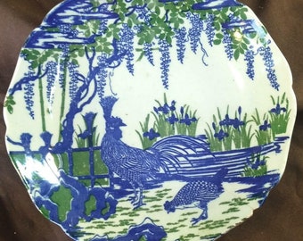 Old Chinese Art Pottery Plate Bowl Dish Birds
